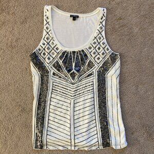 Express geometric sequin tank top size small
